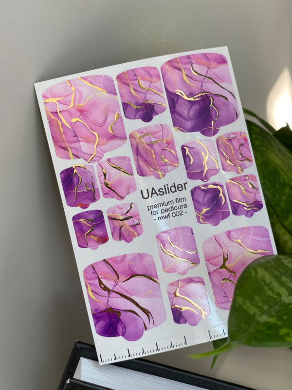 Pedicure Nail Wrap Premium MWF 002 – Purple Amethyst Marble