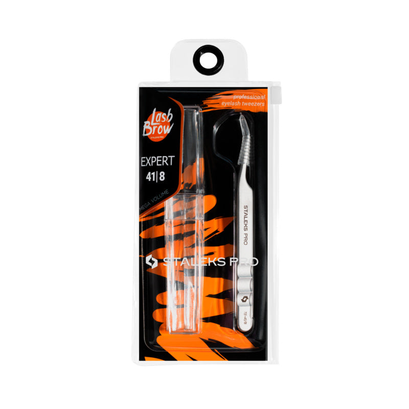 Staleks Professional eyelash tweezers EXPERT 41 TYPE 8 (Mini L vorm)