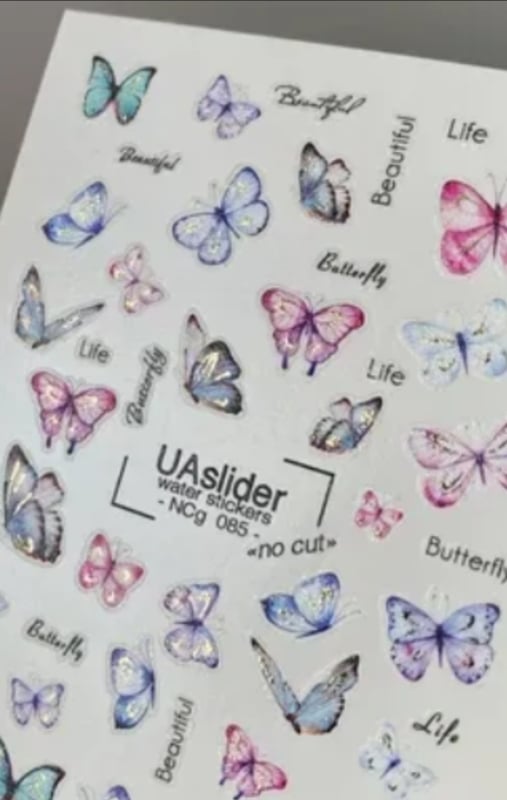 No Cut 085 UASLIDER Pastel Butterflies