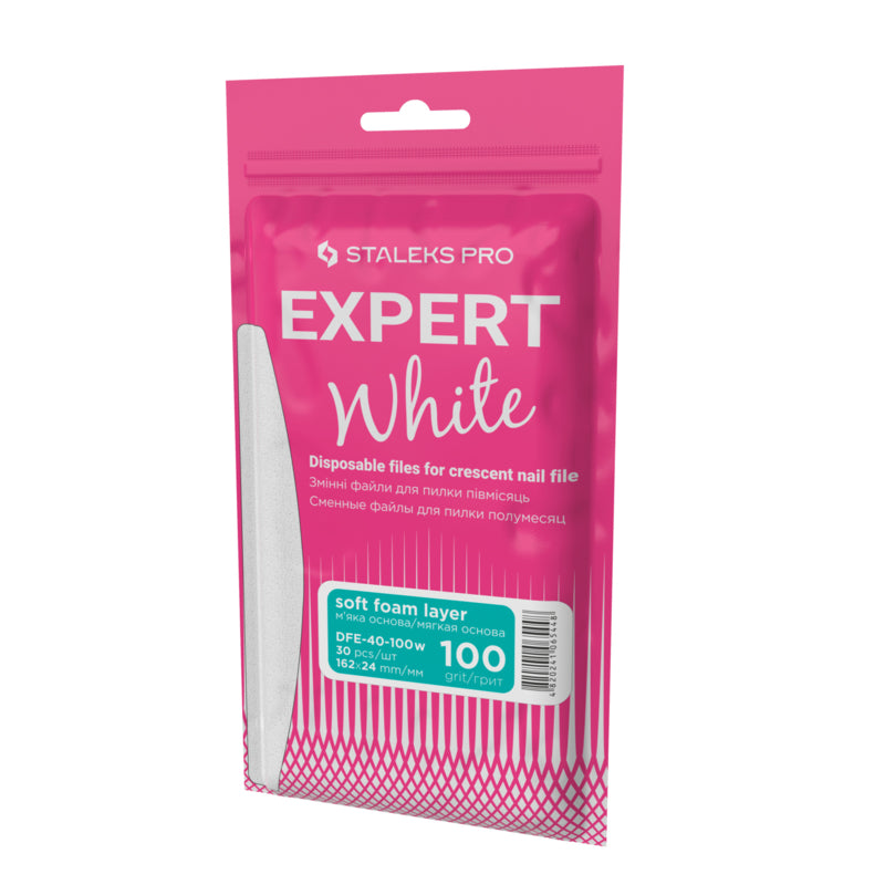 Staleks EXPERT Witte Plakvijl met soft foam DFE-40-100w HALFMOON 100 grit 30 stuks
