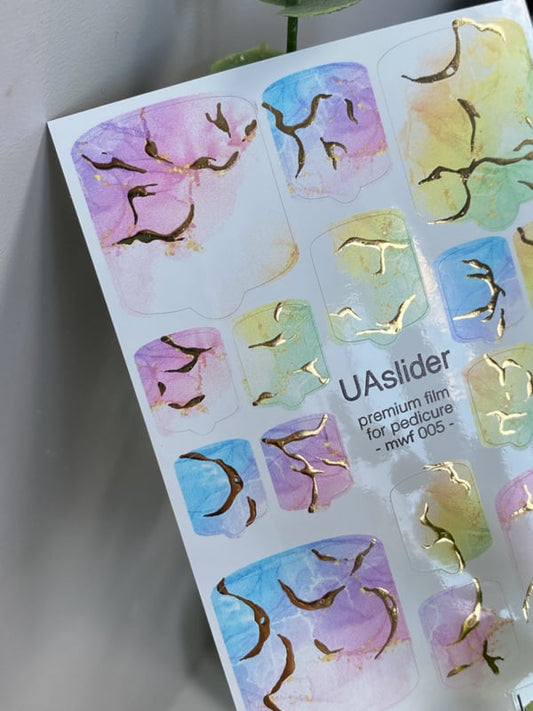 Pedicure Nail Wrap Premium MWF 005 – Pastel Dream Marble
