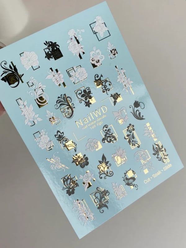 Waterdecal DeLuxe 169 - NAILWD Barok Zwart - Wit - Goud