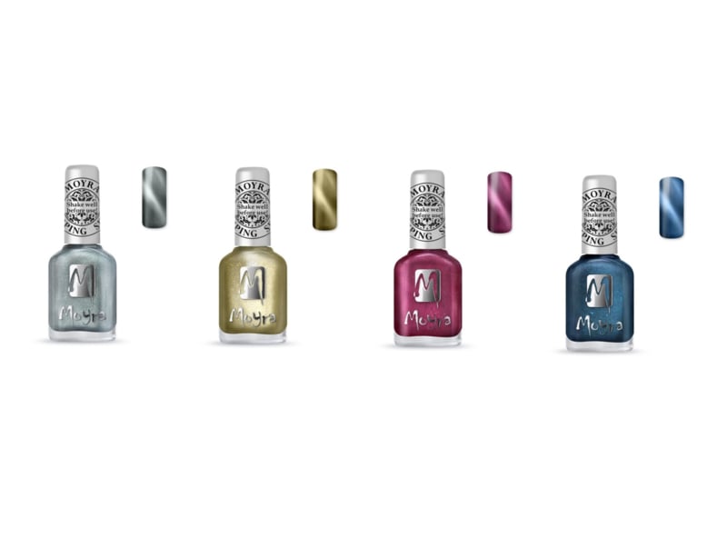 Moyra Stamping Nail Polish 12ml SET met 4 Flesjes CAT EYE POLISH + Magic Magneet Stick
