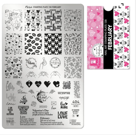Moyra Stamping Plate 138 FEBRUARY + Gratis Try-on Sheet