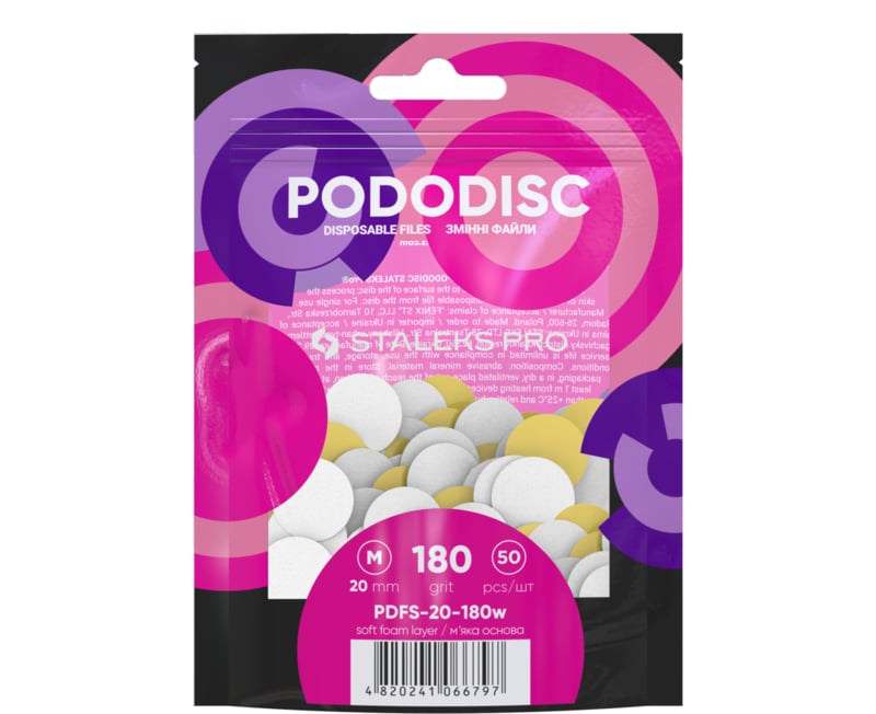 Staleks PODODISC PDFS-20-180 Witte refillpads 50 Stuks maat M (20mm) Grit 180