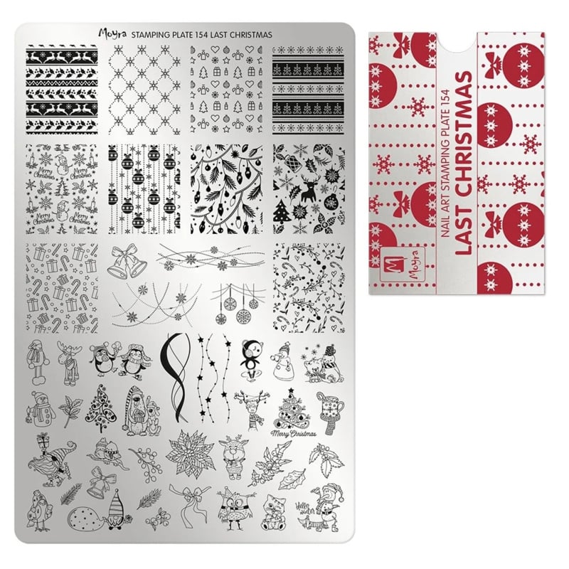 Moyra Stamping Plate 154 LAST CHRISTMAS met Try out Sheet