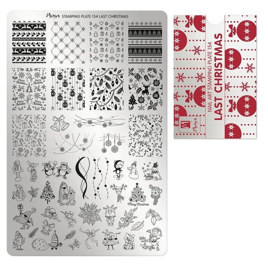 Moyra Stamping Plate 154 LAST CHRISTMAS met Try out Sheet