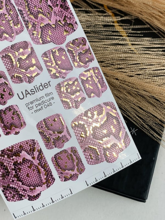 Pedicure Nail Wrap Premium MWF 048 – Pink Snake Glam
