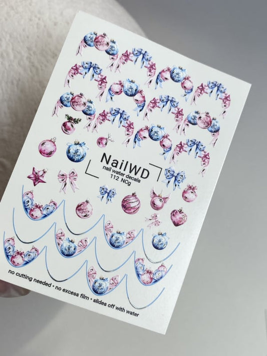 No Cut 112 NCg – Pastel Christmas Ornaments No Cut Water Decals