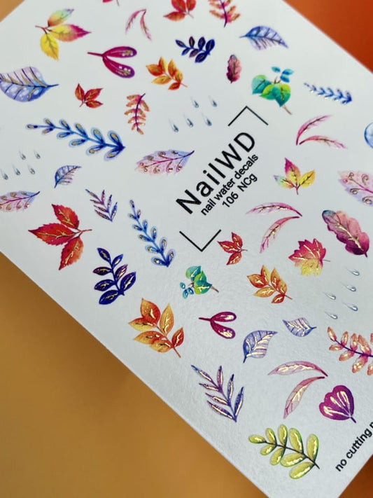 No Cut 106 NCg – Colorful Autumn Leaves No Cut Water Decals
