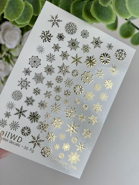 Waterdecal DeLuxe 119– Gouden Sneeuwvlokken Waterdecals