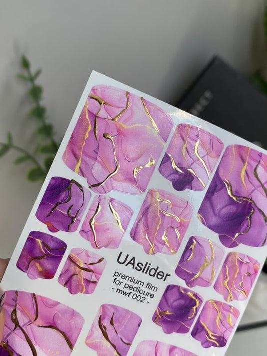 Pedicure Nail Wrap Premium MWF 002 – Purple Amethyst Marble