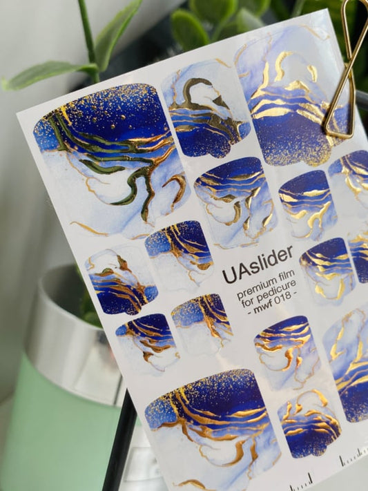 Pedicure Nail Wrap Premium MWF 018 – Midnight Sky Marble