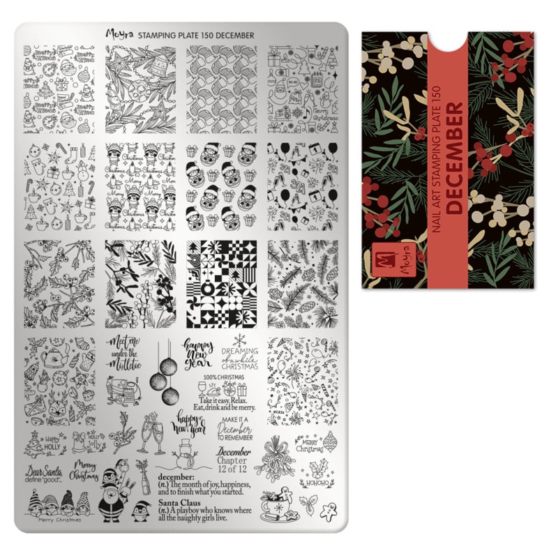 Moyra Stamping Plate 150 DECEMBER + Gratis Try-on Sheet