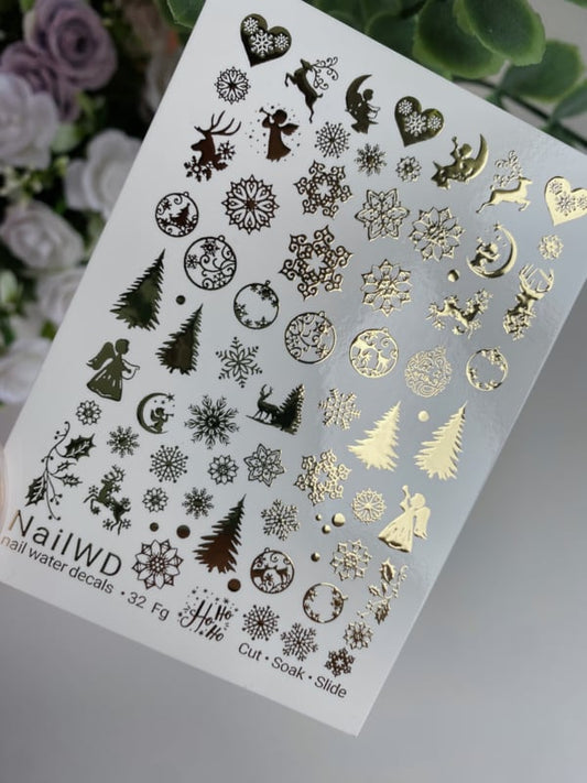 Waterdecal DeLuxe 121 – Gouden Winter & Kerst Waterdecals