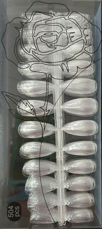 CHIMP Press - On / Show Tips ALMOND CLEAR box met 504 Stuks (6 maten)
