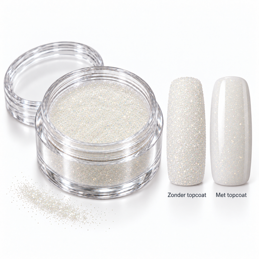 Korneliya Crystal Sugar 400 Clear Fine – zonder en met topcoat