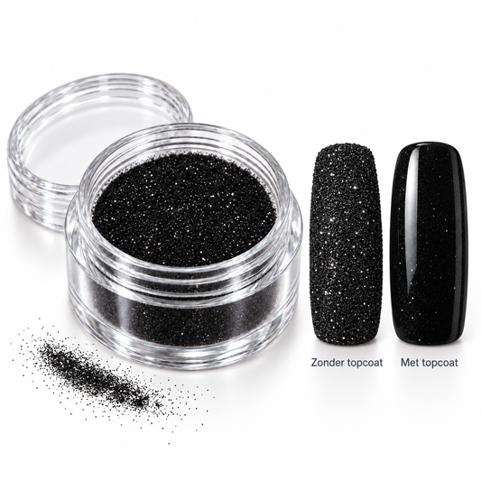 Korneliya Crystal Sugar 402 Black – zonder en met topcoat