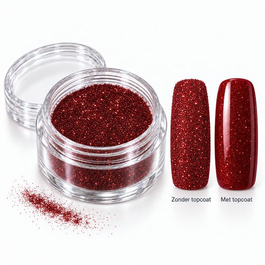 Korneliya Crystal Sugar 405 Red – zonder en met topcoat