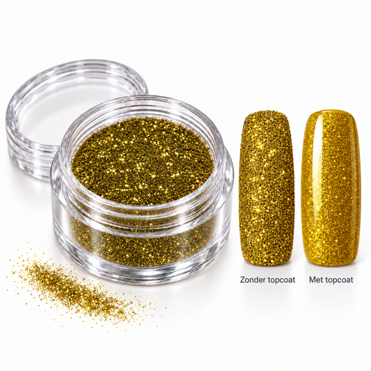Korneliya Crystal Sugar 408 Gold – zonder en met topcoat