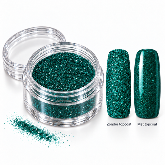 Korneliya Crystal Sugar 411 Turquoise – zonder en met topcoat