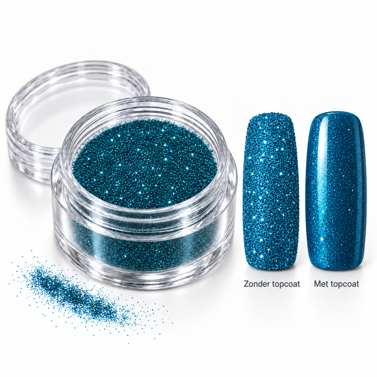 Korneliya Crystal Sugar 412 Aqua Blue – zonder en met topcoat