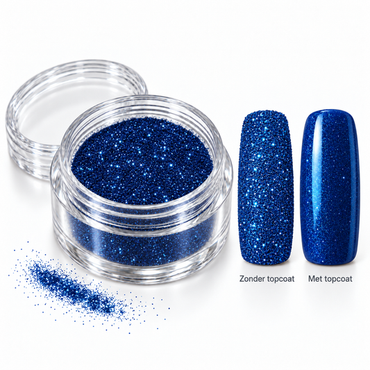 Korneliya Crystal Sugar 413 Saphir Blue – zonder en met topcoat