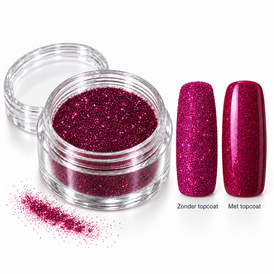 Korneliya Crystal Sugar 415 Fuchsia – zonder en met topcoat