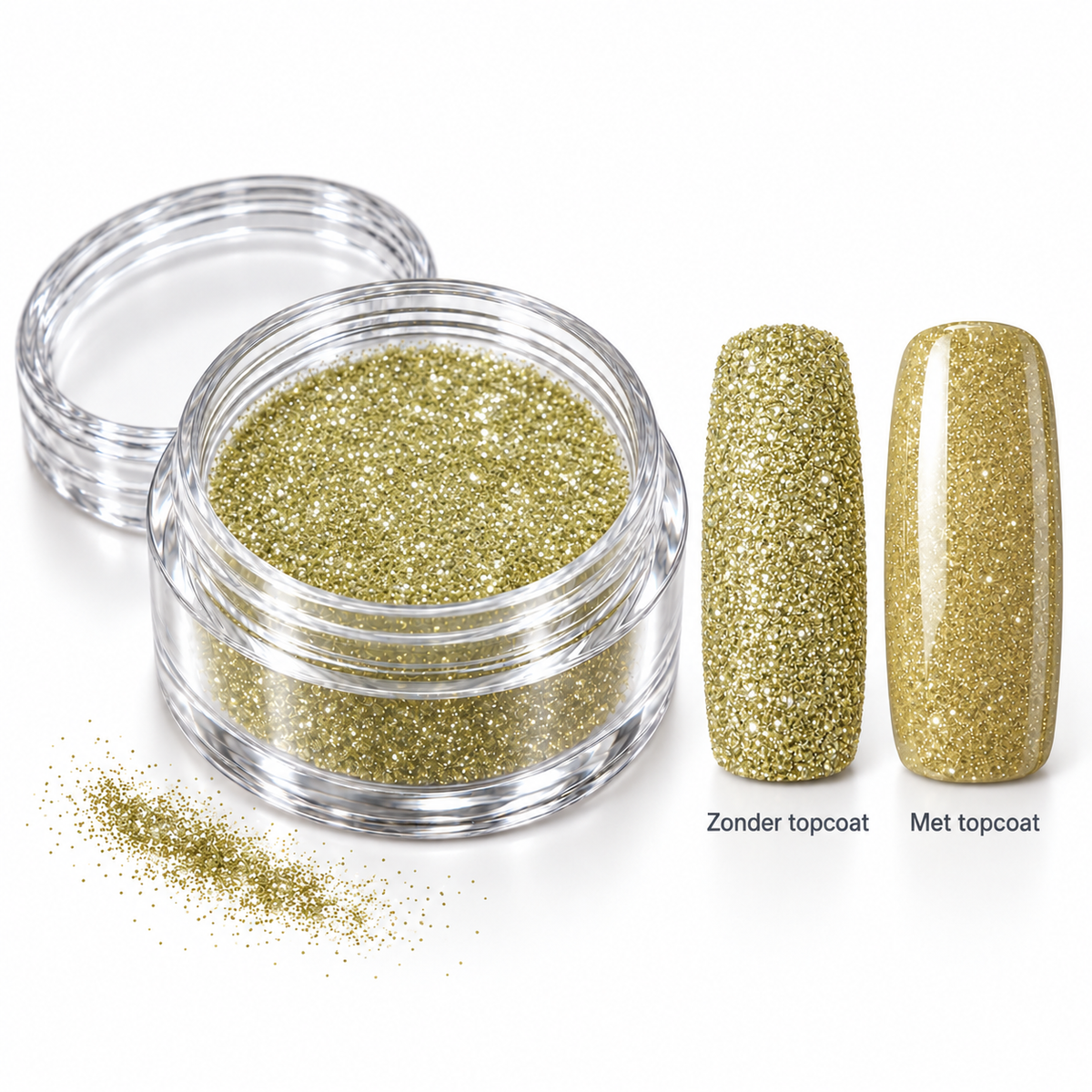 Korneliya Crystal Sugar 421 Prosecco – zonder en met topcoat