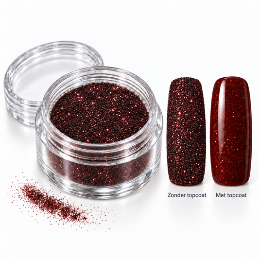 Korneliya Crystal Sugar 428 Red Cherry – zonder en met topcoat