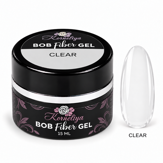 Korneliya Fiber BOB Gel CLEAR 15 ml met nagelstaal