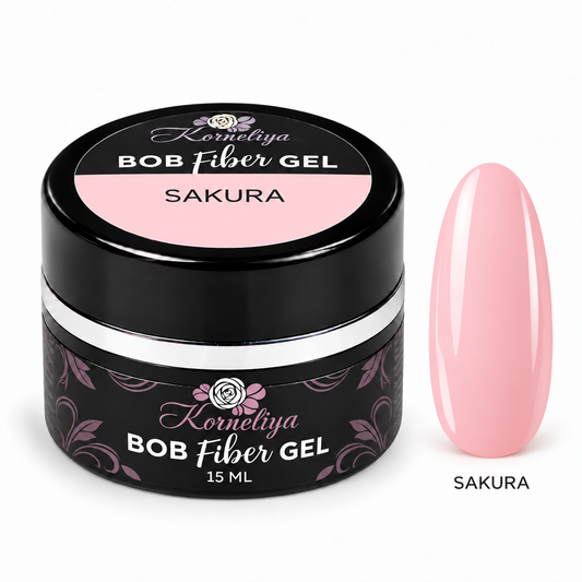 Korneliya Fiber BOB Gel SAKURA 15 ml met nagelstaal
